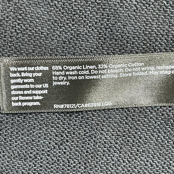 Eileen Fisher Cardigan Womens Large Black Open Front Organic Linen Blend - Picture 6 of 10